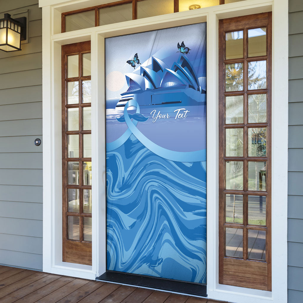 Personalised Australia Prostate Cancer Awareness Door Cover Aussie Blue Ribbon Sydney Opera House