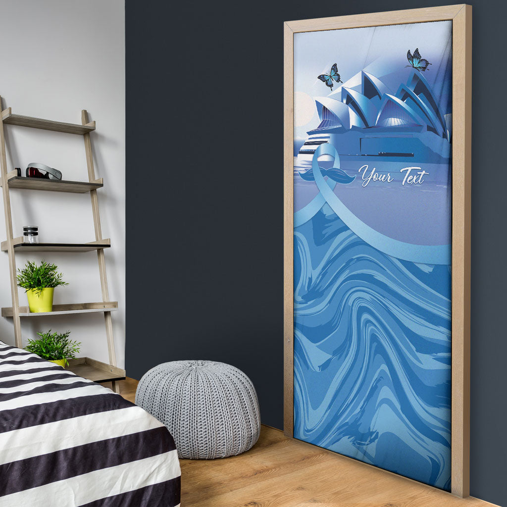 Personalised Australia Prostate Cancer Awareness Door Cover Aussie Blue Ribbon Sydney Opera House