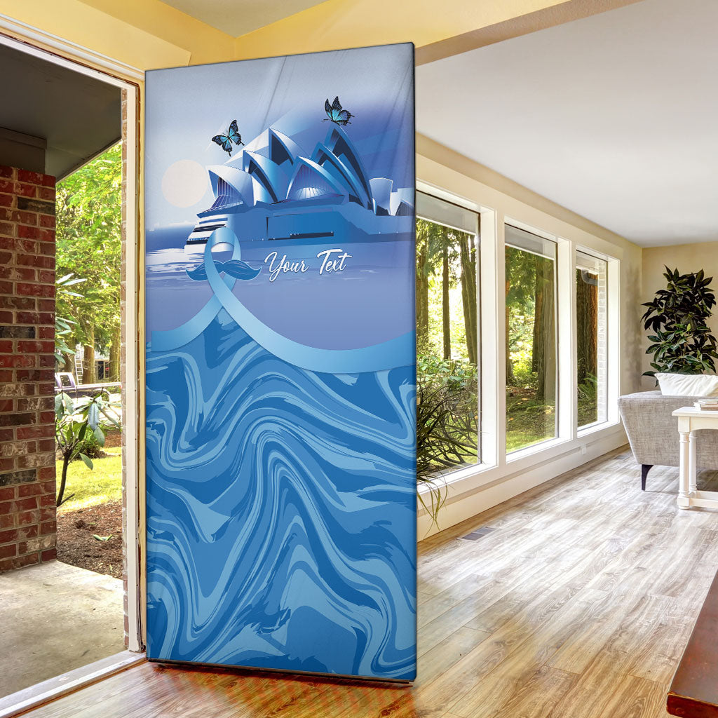 Personalised Australia Prostate Cancer Awareness Door Cover Aussie Blue Ribbon Sydney Opera House