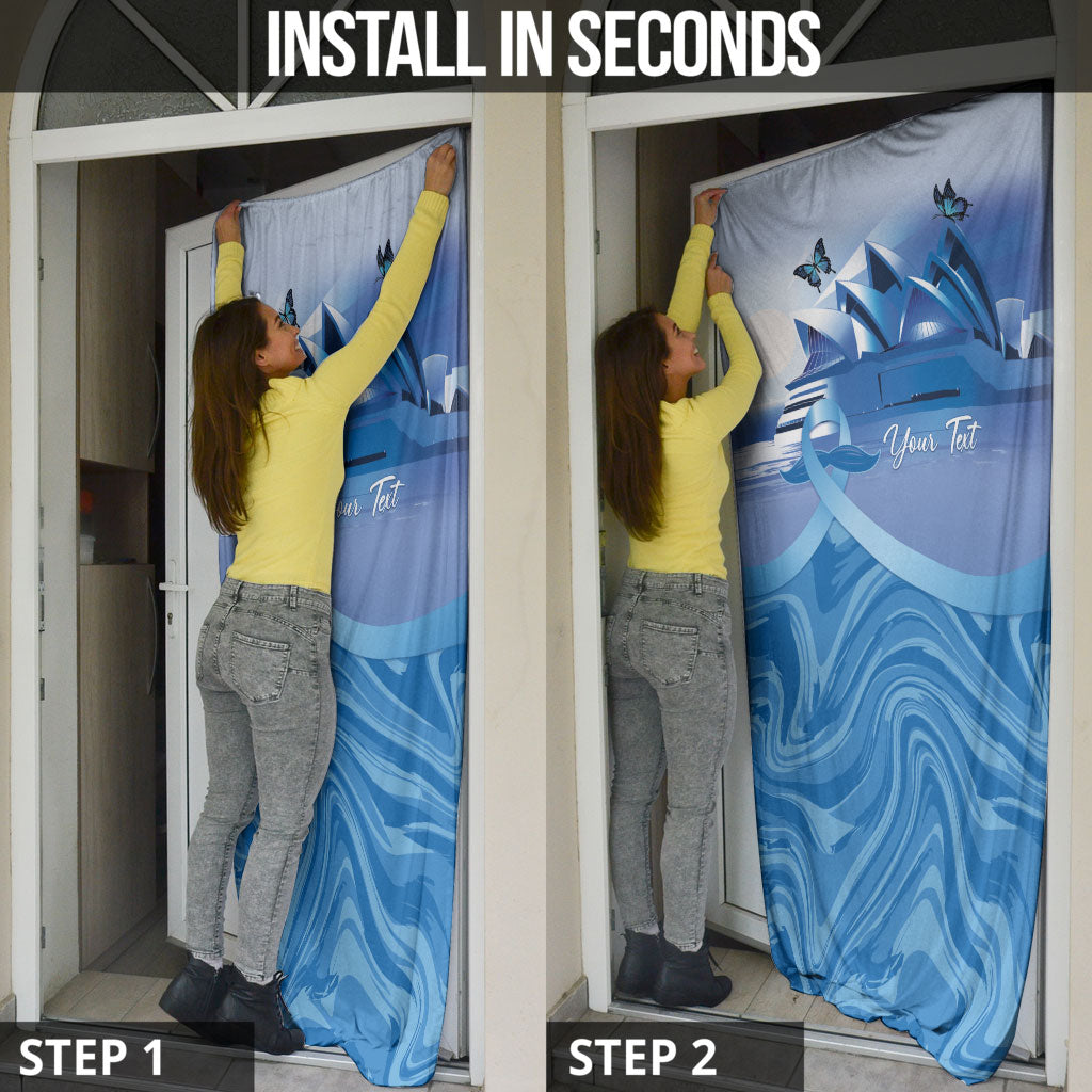 Personalised Australia Prostate Cancer Awareness Door Cover Aussie Blue Ribbon Sydney Opera House