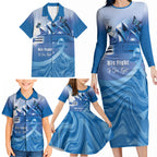 Personalised Australia Prostate Cancer Awareness Family Matching Long Sleeve Bodycon Dress and Hawaiian Shirt Aussie Blue Ribbon Sydney Opera House