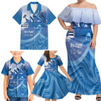 Personalised Australia Prostate Cancer Awareness Family Matching Off Shoulder Maxi Dress and Hawaiian Shirt Aussie Blue Ribbon Sydney Opera House