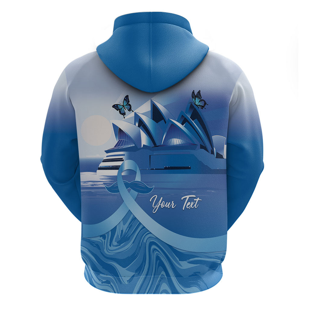 Personalised Australia Prostate Cancer Awareness Hoodie Aussie Blue Ribbon Sydney Opera House