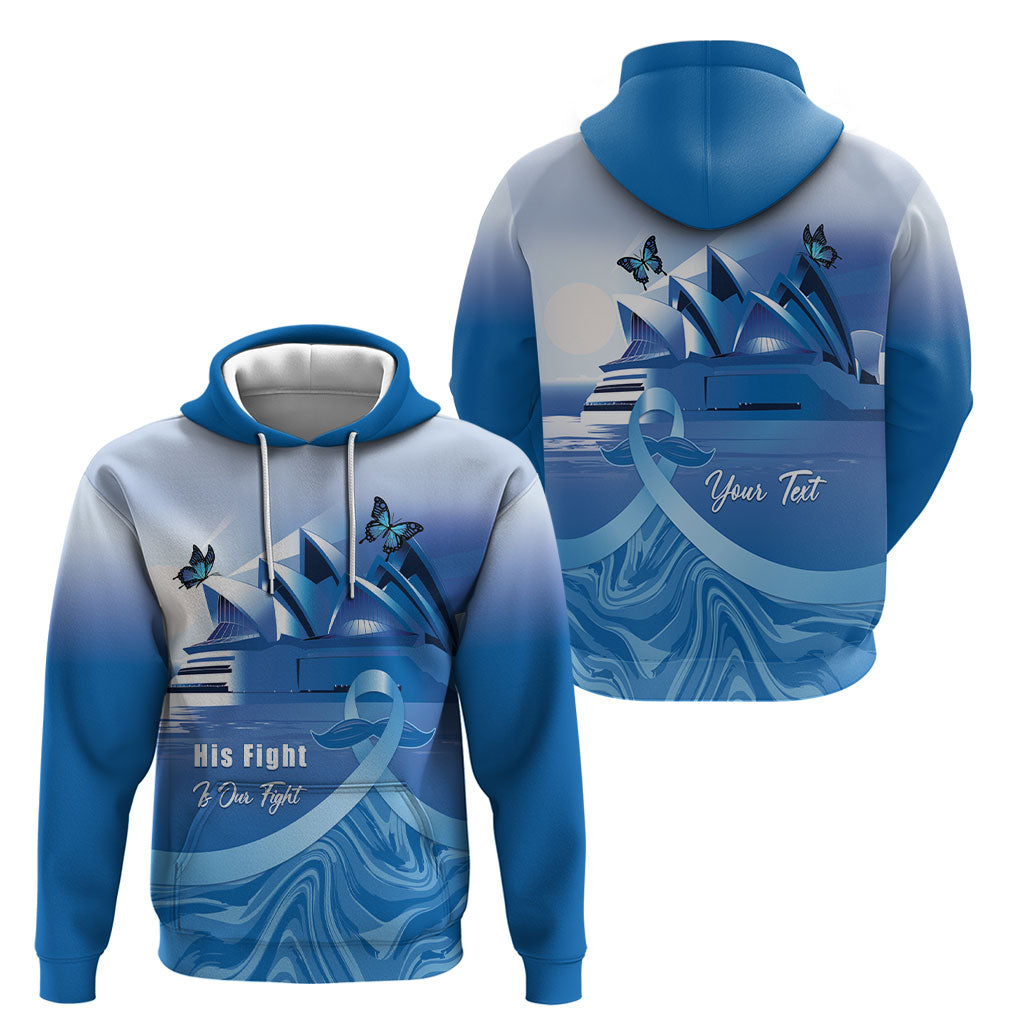 Personalised Australia Prostate Cancer Awareness Hoodie Aussie Blue Ribbon Sydney Opera House