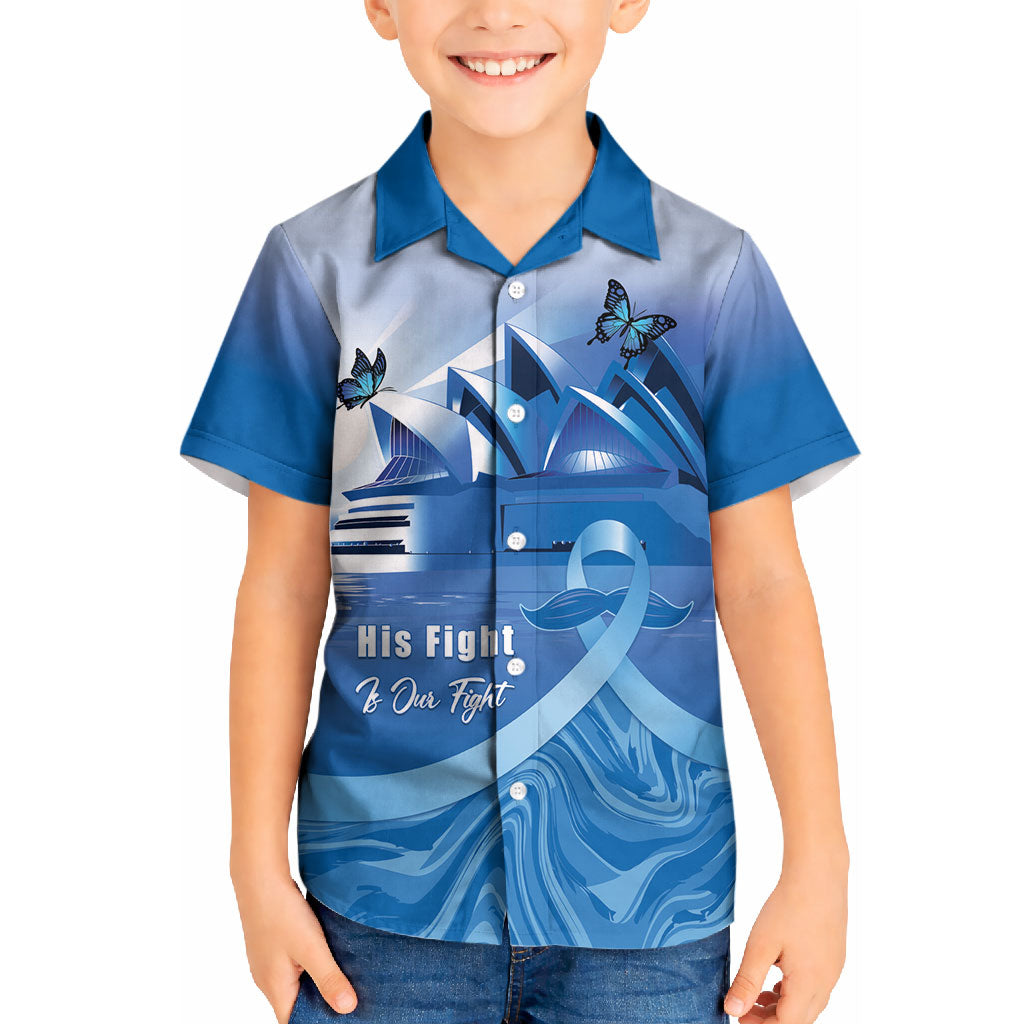 Personalised Australia Prostate Cancer Awareness Kid Hawaiian Shirt Aussie Blue Ribbon Sydney Opera House