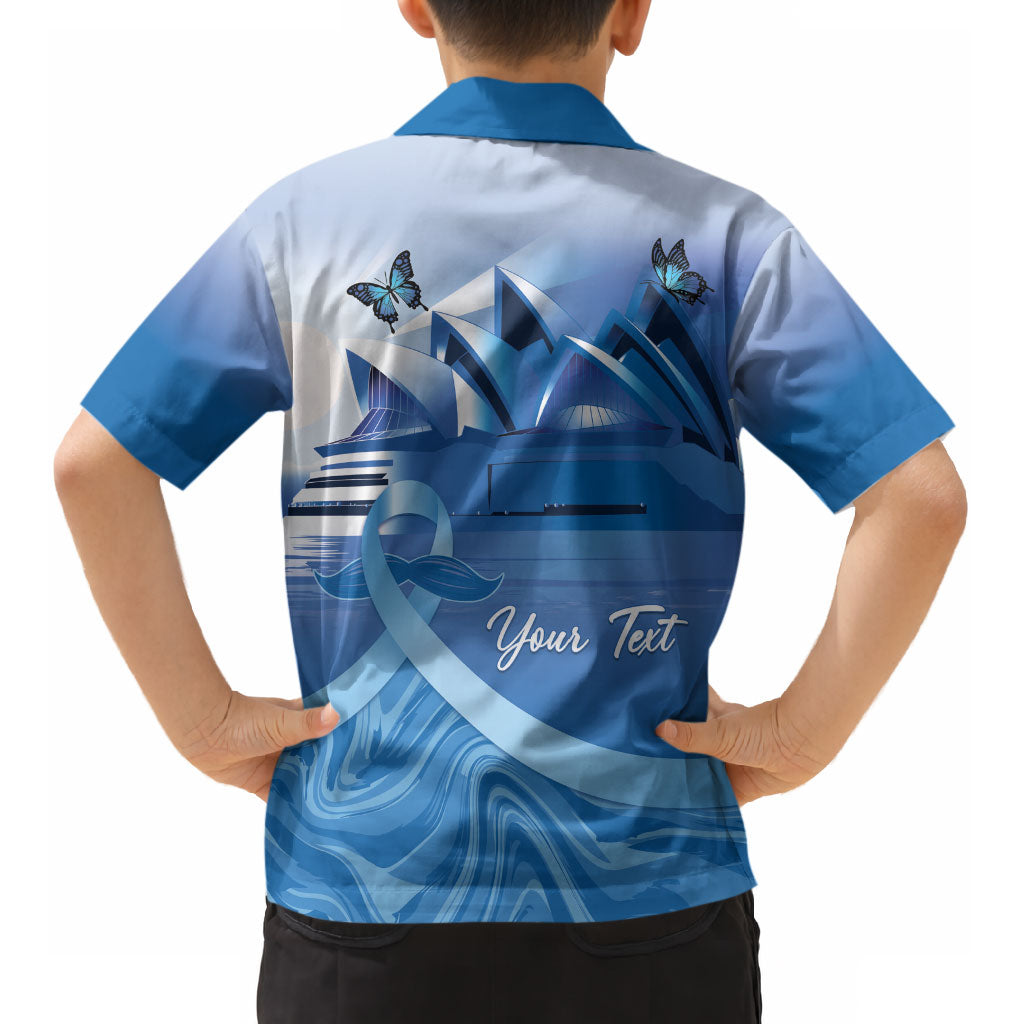 Personalised Australia Prostate Cancer Awareness Kid Hawaiian Shirt Aussie Blue Ribbon Sydney Opera House