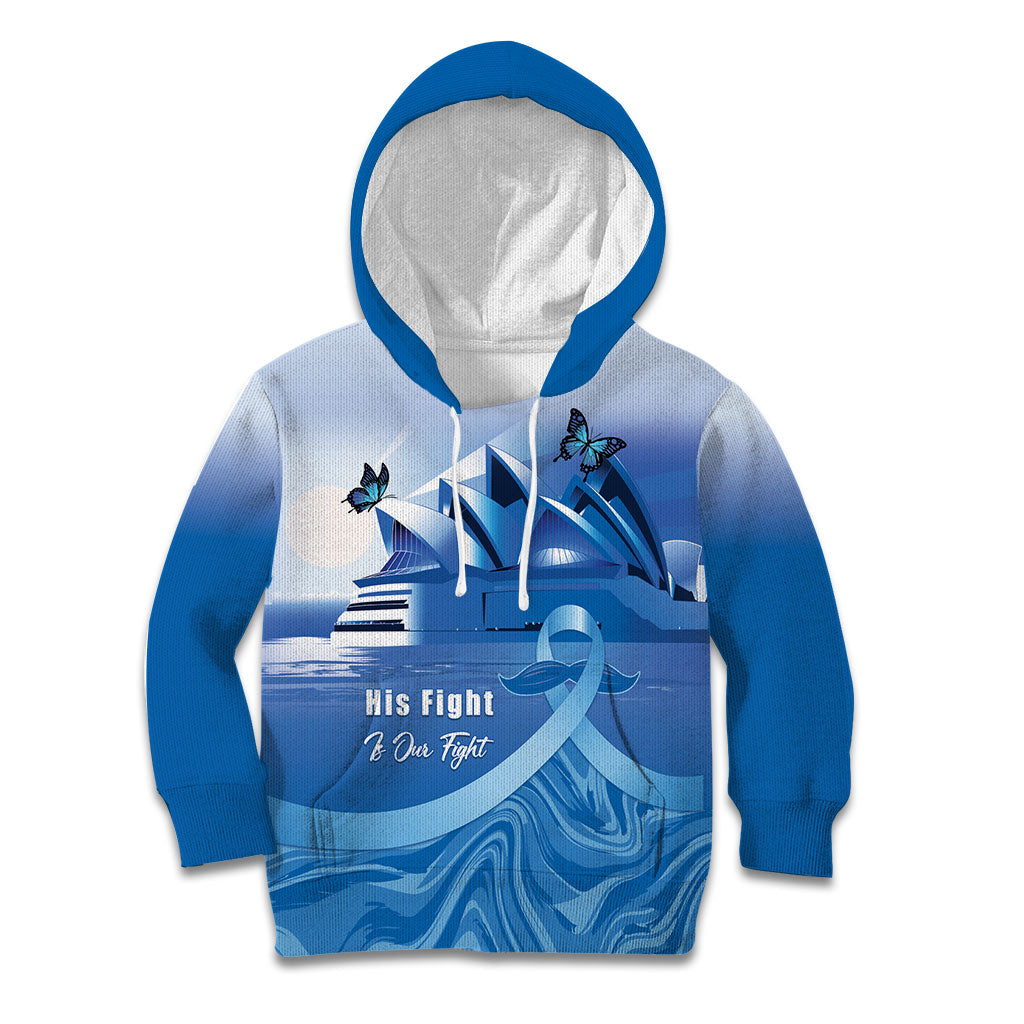 Personalised Australia Prostate Cancer Awareness Kid Hoodie Aussie Blue Ribbon Sydney Opera House