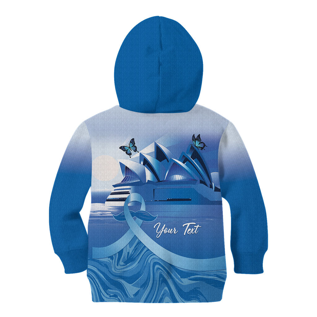 Personalised Australia Prostate Cancer Awareness Kid Hoodie Aussie Blue Ribbon Sydney Opera House