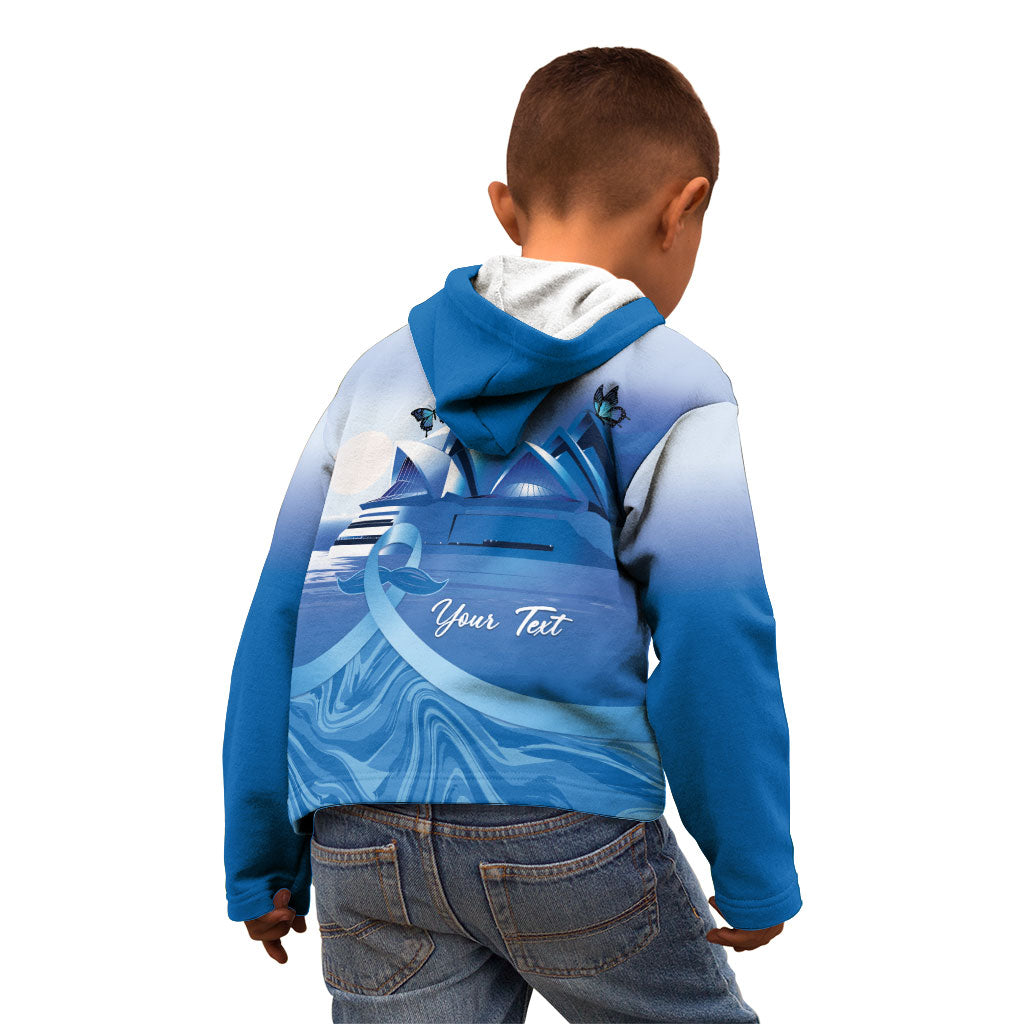 Personalised Australia Prostate Cancer Awareness Kid Hoodie Aussie Blue Ribbon Sydney Opera House
