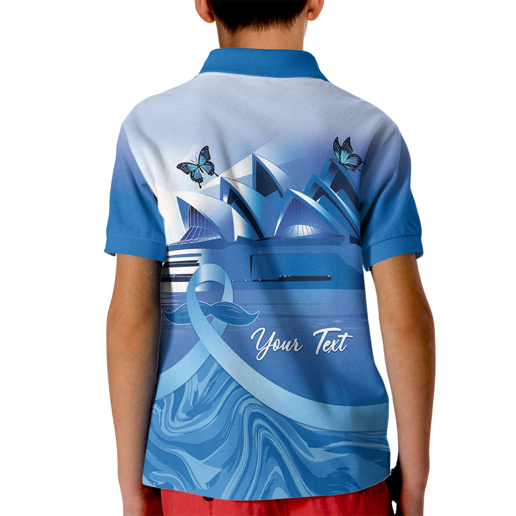Personalised Australia Prostate Cancer Awareness Kid Polo Shirt Aussie Blue Ribbon Sydney Opera House