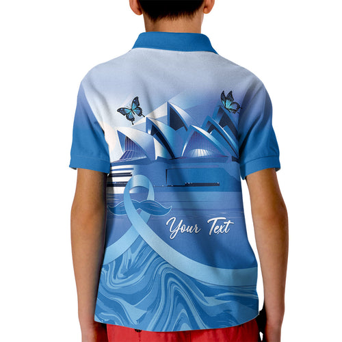 Personalised Australia Prostate Cancer Awareness Kid Polo Shirt Aussie Blue Ribbon Sydney Opera House