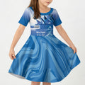 Personalised Australia Prostate Cancer Awareness Kid Short Sleeve Dress Aussie Blue Ribbon Sydney Opera House