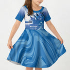 Personalised Australia Prostate Cancer Awareness Kid Short Sleeve Dress Aussie Blue Ribbon Sydney Opera House