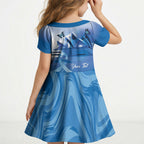 Personalised Australia Prostate Cancer Awareness Kid Short Sleeve Dress Aussie Blue Ribbon Sydney Opera House