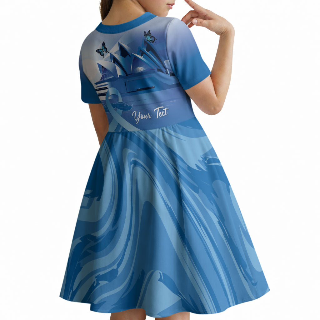 Personalised Australia Prostate Cancer Awareness Kid Short Sleeve Dress Aussie Blue Ribbon Sydney Opera House