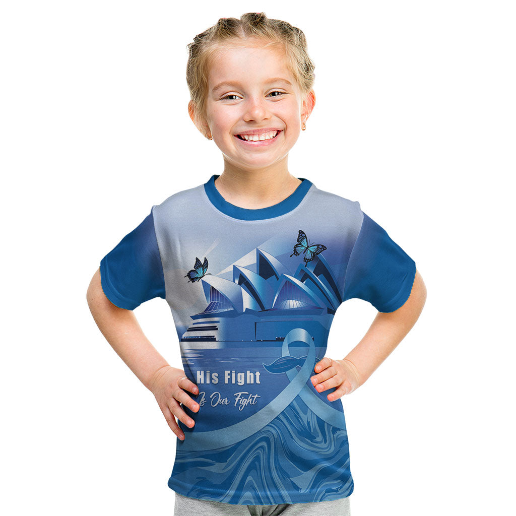 Personalised Australia Prostate Cancer Awareness Kid T Shirt Aussie Blue Ribbon Sydney Opera House