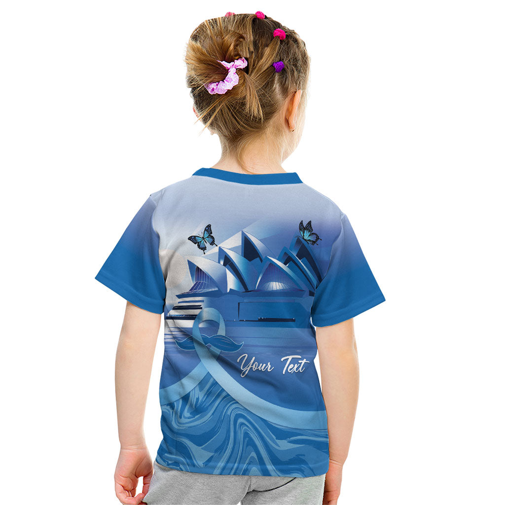 Personalised Australia Prostate Cancer Awareness Kid T Shirt Aussie Blue Ribbon Sydney Opera House