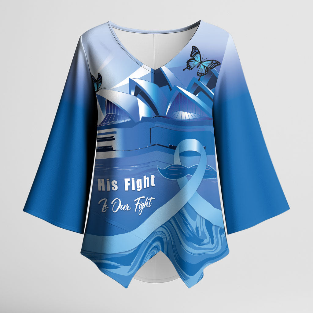 Personalised Australia Prostate Cancer Awareness Kimono Sleeve Blouse Aussie Blue Ribbon Sydney Opera House