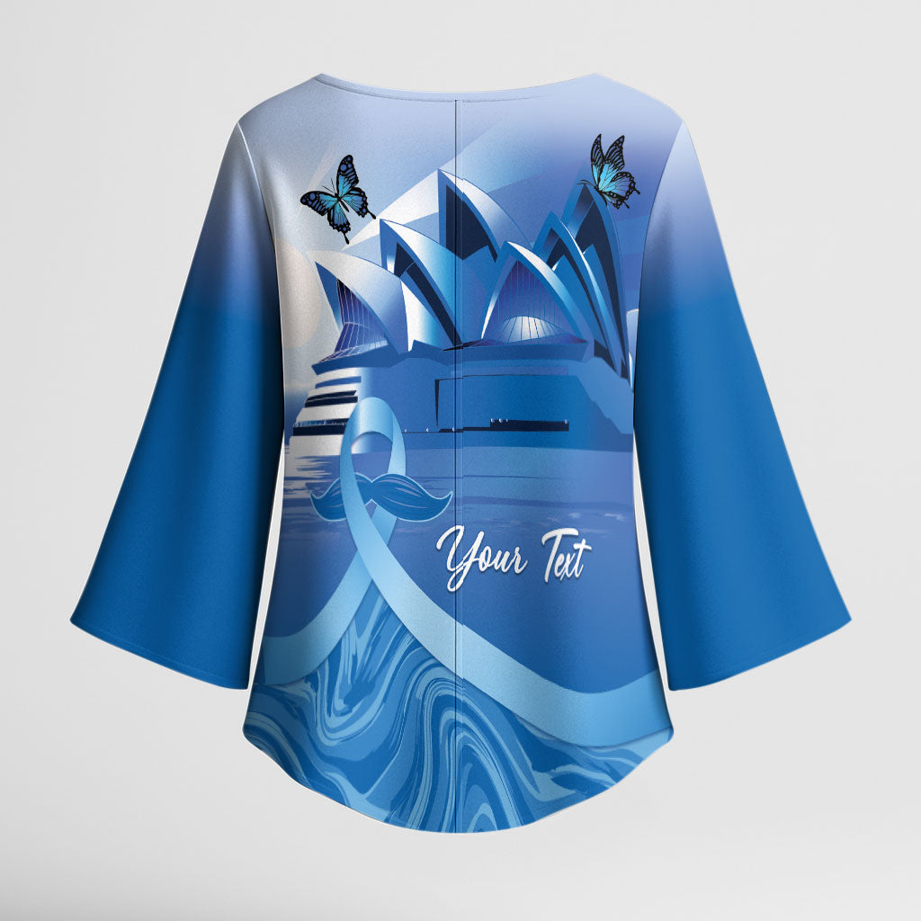Personalised Australia Prostate Cancer Awareness Kimono Sleeve Blouse Aussie Blue Ribbon Sydney Opera House