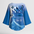 Personalised Australia Prostate Cancer Awareness Kimono Sleeve Blouse Aussie Blue Ribbon Sydney Opera House