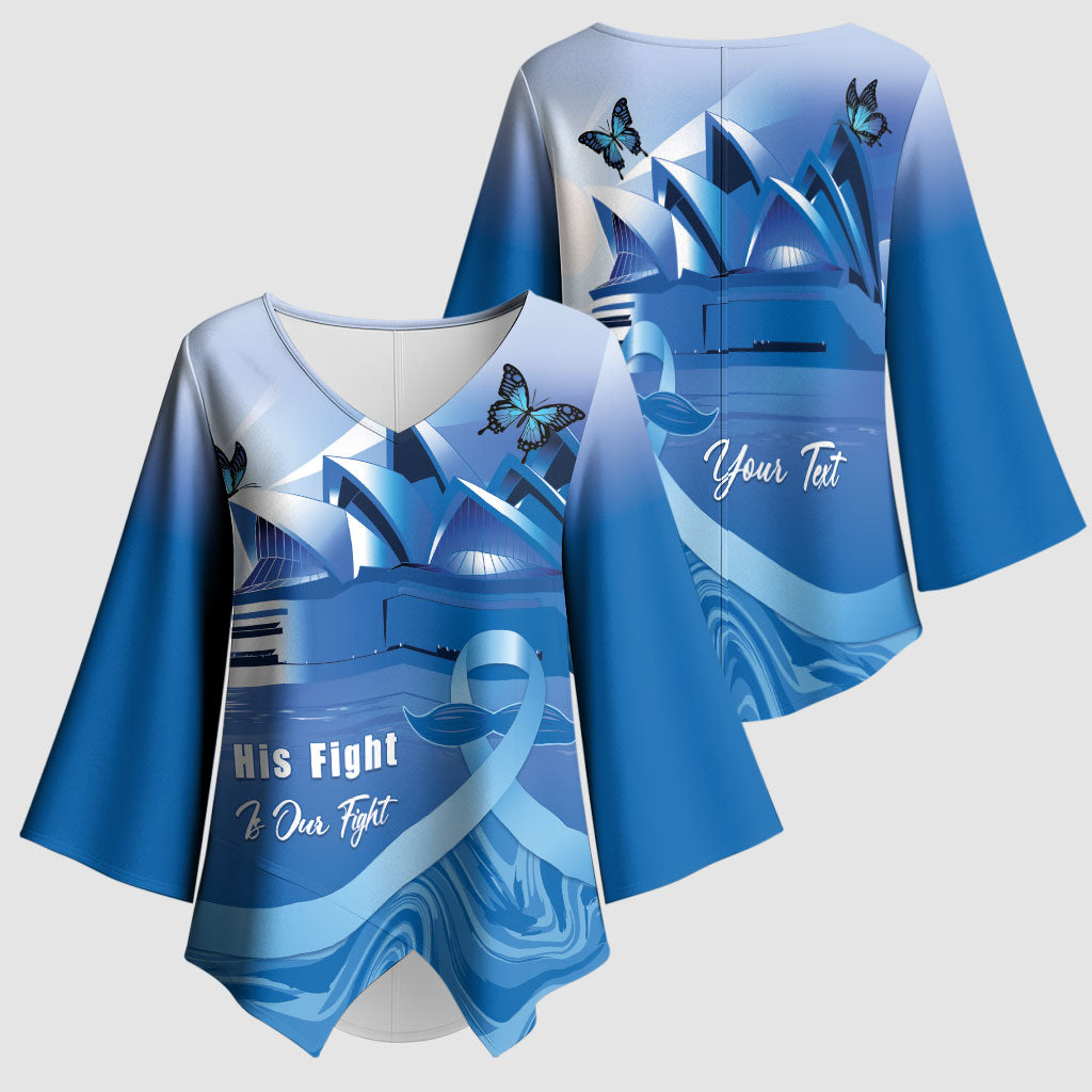 Personalised Australia Prostate Cancer Awareness Kimono Sleeve Blouse Aussie Blue Ribbon Sydney Opera House