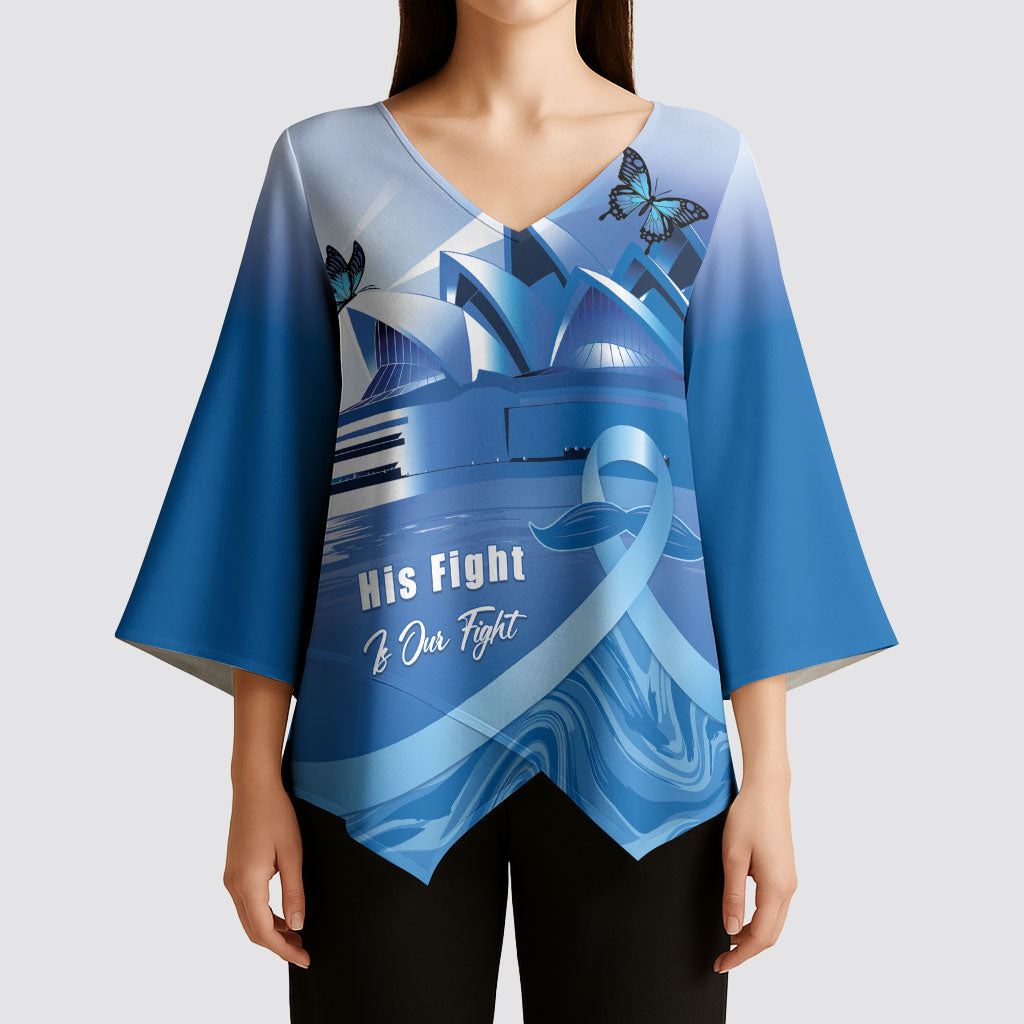 Personalised Australia Prostate Cancer Awareness Kimono Sleeve Blouse Aussie Blue Ribbon Sydney Opera House
