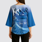 Personalised Australia Prostate Cancer Awareness Kimono Sleeve Blouse Aussie Blue Ribbon Sydney Opera House