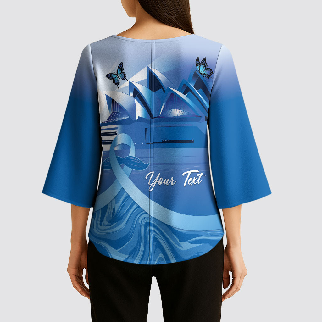 Personalised Australia Prostate Cancer Awareness Kimono Sleeve Blouse Aussie Blue Ribbon Sydney Opera House