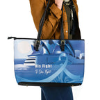 Australia Prostate Cancer Awareness Leather Tote Bag Aussie Blue Ribbon Sydney Opera House