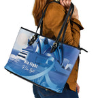 Australia Prostate Cancer Awareness Leather Tote Bag Aussie Blue Ribbon Sydney Opera House