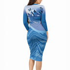 Personalised Australia Prostate Cancer Awareness Long Sleeve Bodycon Dress Aussie Blue Ribbon Sydney Opera House