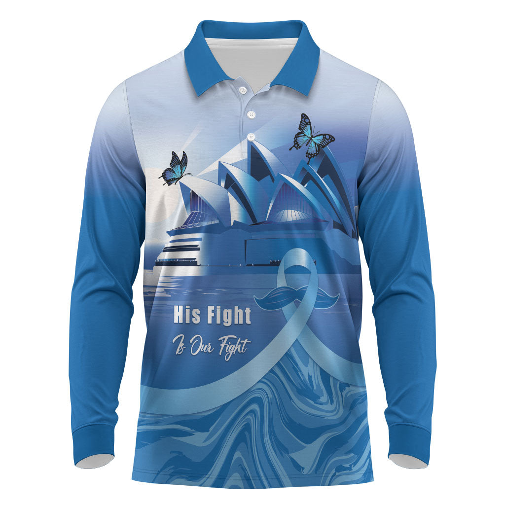 Personalised Australia Prostate Cancer Awareness Long Sleeve Polo Shirt Aussie Blue Ribbon Sydney Opera House