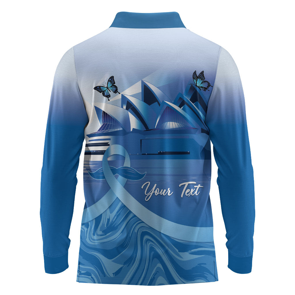 Personalised Australia Prostate Cancer Awareness Long Sleeve Polo Shirt Aussie Blue Ribbon Sydney Opera House