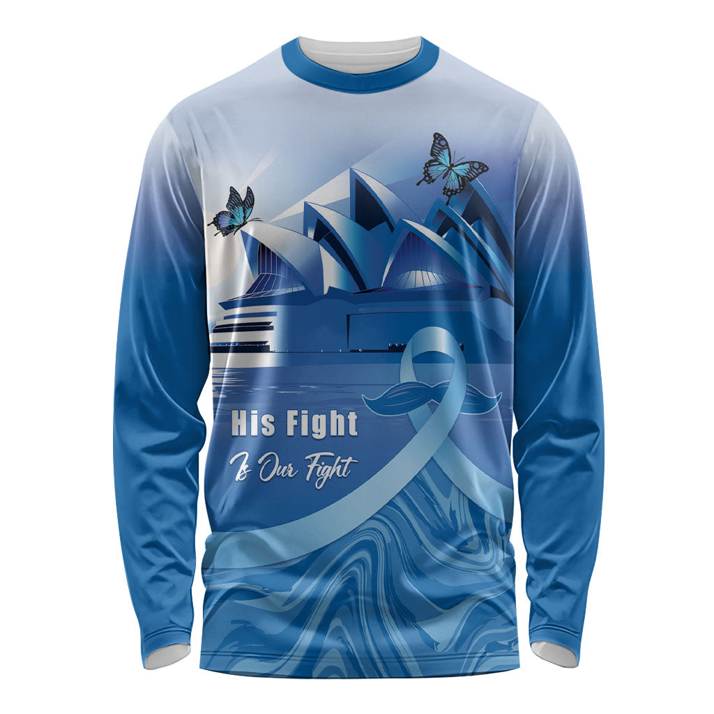 Personalised Australia Prostate Cancer Awareness Long Sleeve Shirt Aussie Blue Ribbon Sydney Opera House