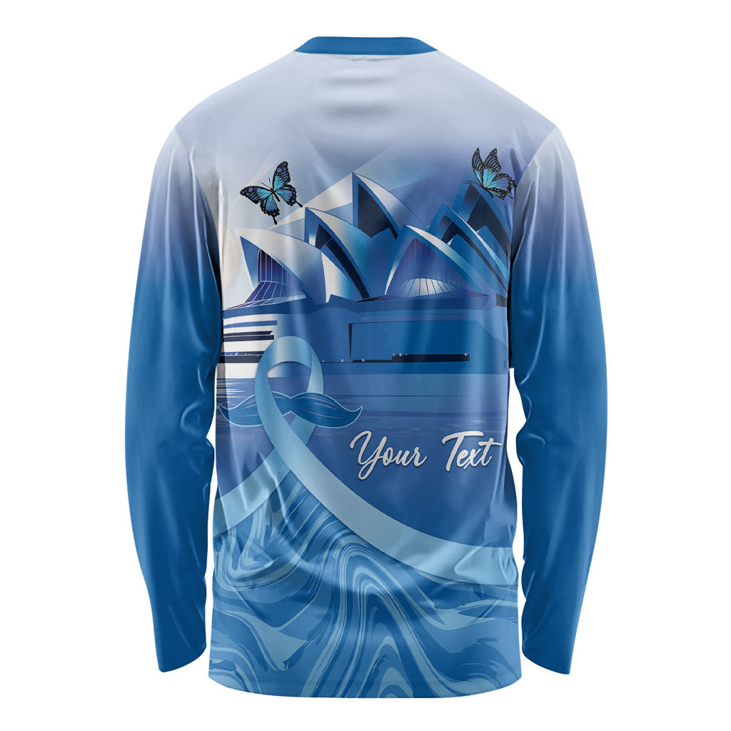 Personalised Australia Prostate Cancer Awareness Long Sleeve Shirt Aussie Blue Ribbon Sydney Opera House