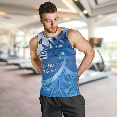 Personalised Australia Prostate Cancer Awareness Men Tank Top Aussie Blue Ribbon Sydney Opera House