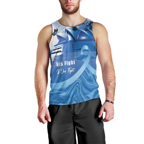 Personalised Australia Prostate Cancer Awareness Men Tank Top Aussie Blue Ribbon Sydney Opera House