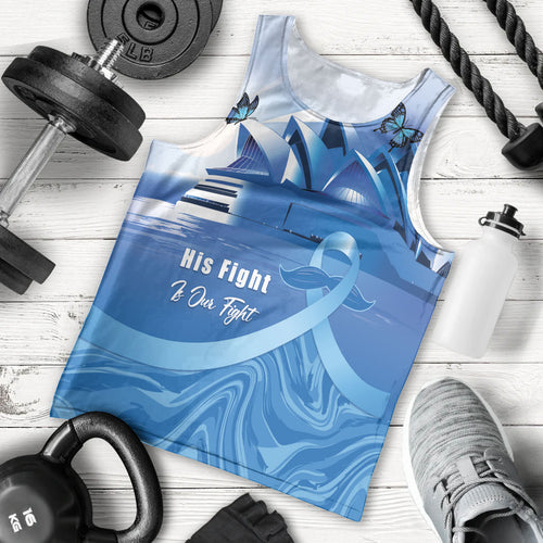 Personalised Australia Prostate Cancer Awareness Men Tank Top Aussie Blue Ribbon Sydney Opera House