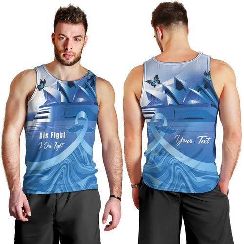 Personalised Australia Prostate Cancer Awareness Men Tank Top Aussie Blue Ribbon Sydney Opera House