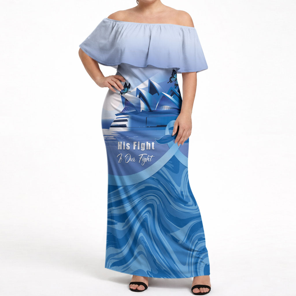 Personalised Australia Prostate Cancer Awareness Off Shoulder Maxi Dress Aussie Blue Ribbon Sydney Opera House