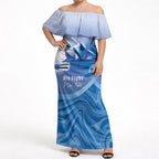 Personalised Australia Prostate Cancer Awareness Off Shoulder Maxi Dress Aussie Blue Ribbon Sydney Opera House