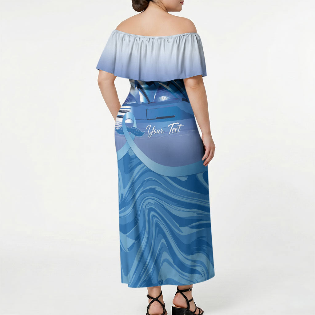 Personalised Australia Prostate Cancer Awareness Off Shoulder Maxi Dress Aussie Blue Ribbon Sydney Opera House