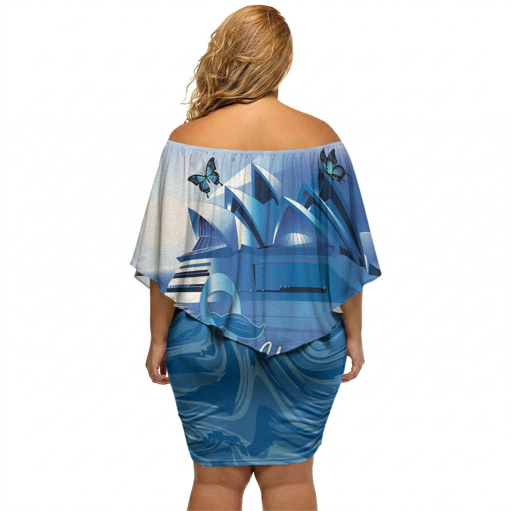 Personalised Australia Prostate Cancer Awareness Off Shoulder Short Dress Aussie Blue Ribbon Sydney Opera House