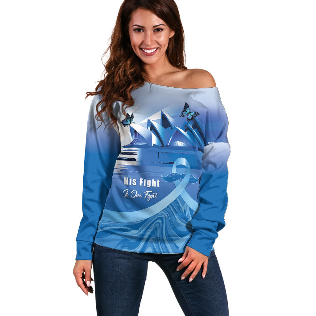 Personalised Australia Prostate Cancer Awareness Off Shoulder Sweater Aussie Blue Ribbon Sydney Opera House