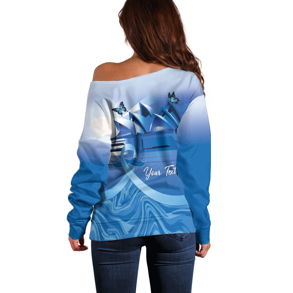 Personalised Australia Prostate Cancer Awareness Off Shoulder Sweater Aussie Blue Ribbon Sydney Opera House