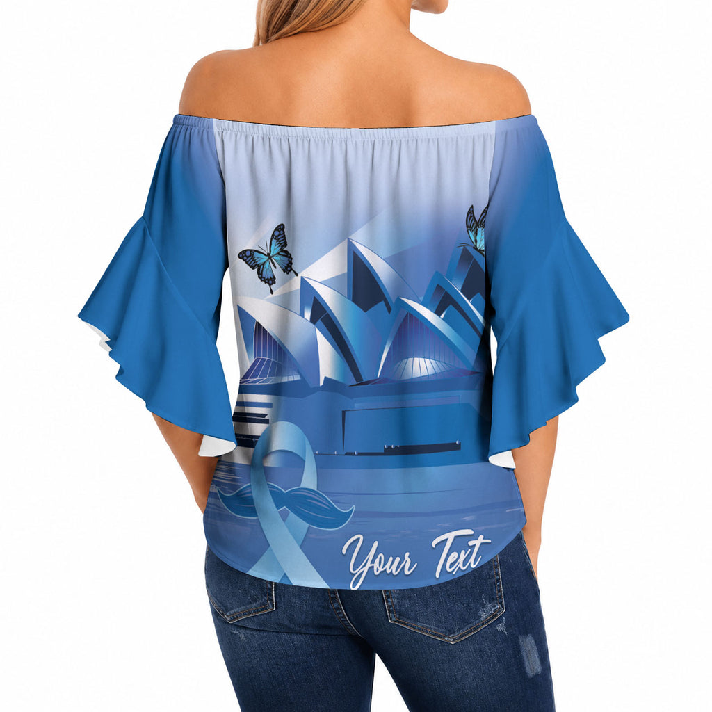 Personalised Australia Prostate Cancer Awareness Off Shoulder Wrap Waist Top Aussie Blue Ribbon Sydney Opera House