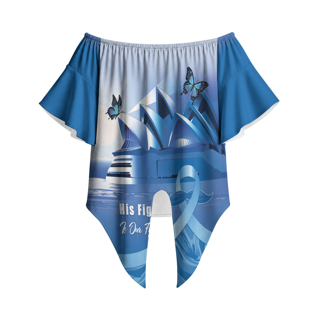 Personalised Australia Prostate Cancer Awareness Off Shoulder Wrap Waist Top Aussie Blue Ribbon Sydney Opera House