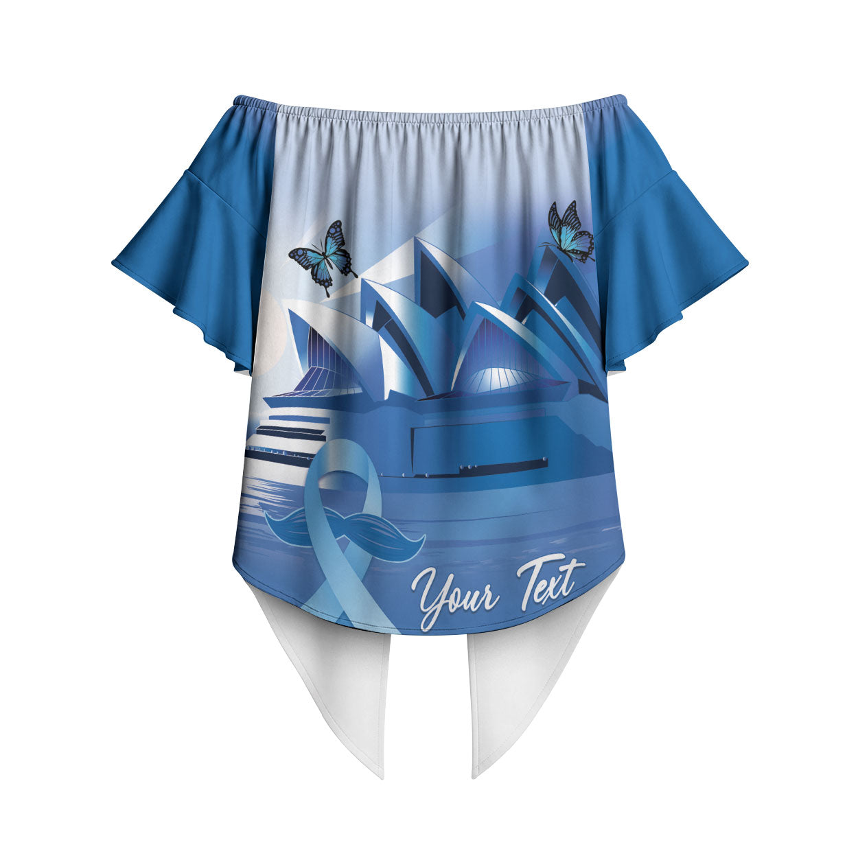 Personalised Australia Prostate Cancer Awareness Off Shoulder Wrap Waist Top Aussie Blue Ribbon Sydney Opera House