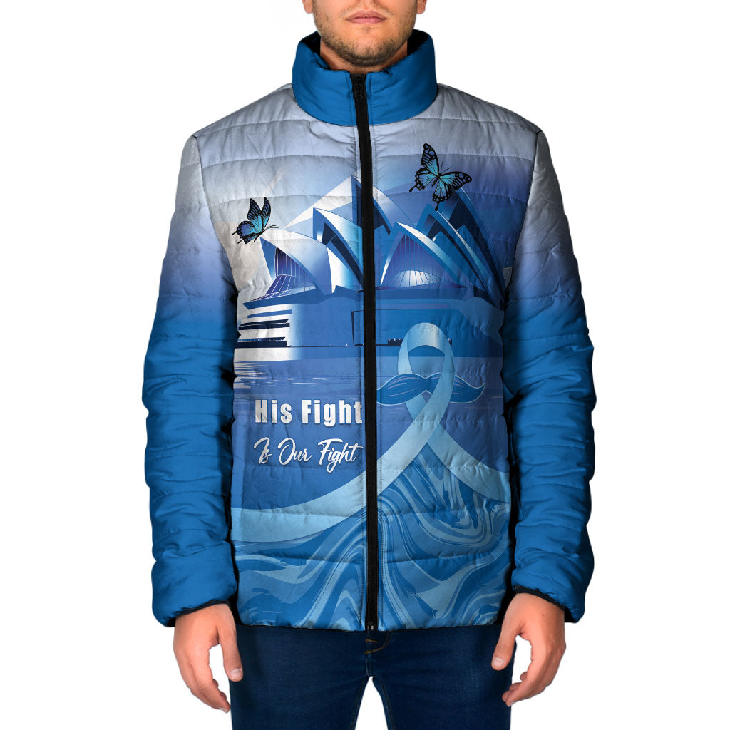 Personalised Australia Prostate Cancer Awareness Padded Jacket Aussie Blue Ribbon Sydney Opera House