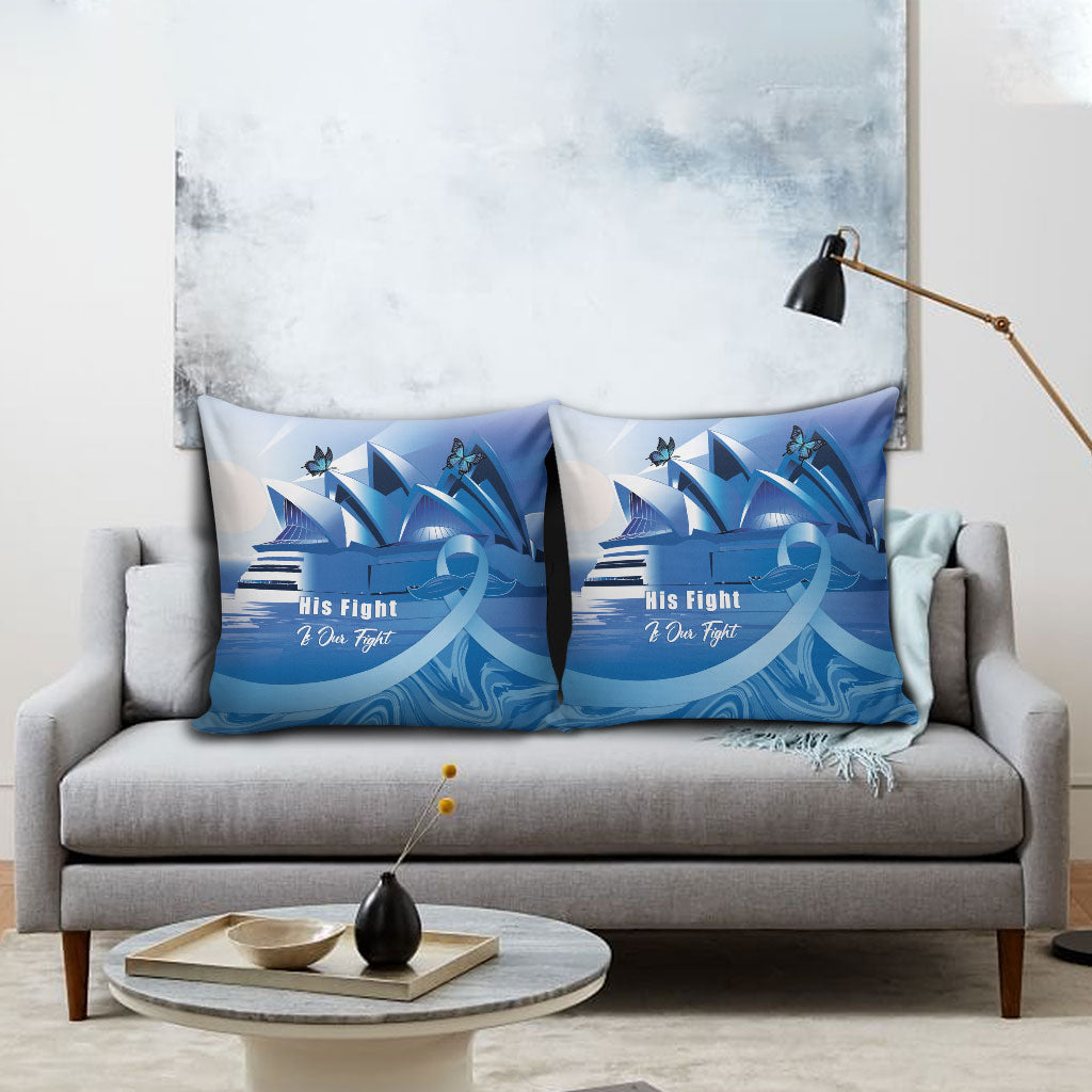 Australia Prostate Cancer Awareness Pillow Cover Aussie Blue Ribbon Sydney Opera House